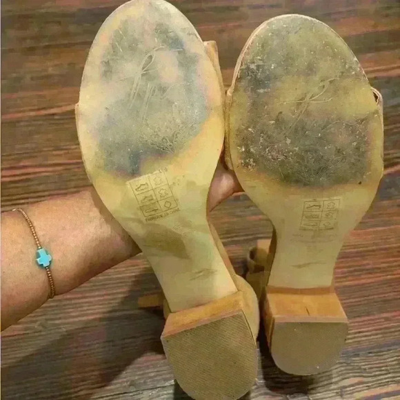 Free People | Brown Suede Block Heel Ankle Strap Marigold Sandals Sz 38 Sz 7.5 - Picture 8 of 9